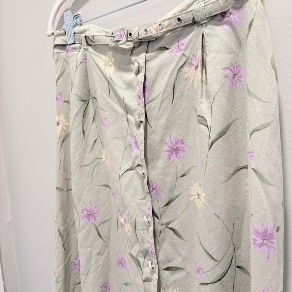 Vintage Sag Harbor Floral Belted Midi Skirt, Medium - Picture 4 of 8